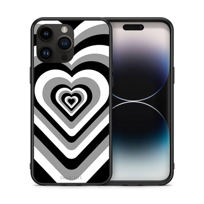 Θήκη iPhone 14 Pro Max Black Hearts από τη Smartfits με σχέδιο στο πίσω μέρος και μαύρο περίβλημα | iPhone 14 Pro Max Black Hearts case with colorful back and black bezels