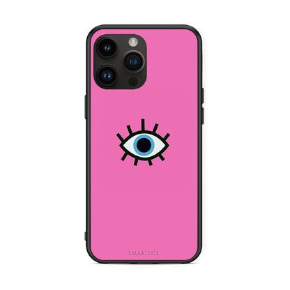 iPhone 15 Pro Max Blue Eye Pink θήκη από τη Smartfits με σχέδιο στο πίσω μέρος και μαύρο περίβλημα | Smartphone case with colorful back and black bezels by Smartfits