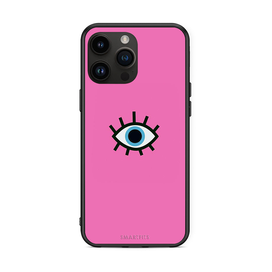 iPhone 15 Pro Max Blue Eye Pink θήκη από τη Smartfits με σχέδιο στο πίσω μέρος και μαύρο περίβλημα | Smartphone case with colorful back and black bezels by Smartfits