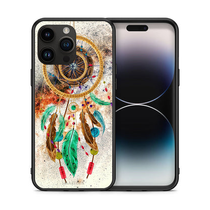 Θήκη iPhone 14 Pro Max DreamCatcher Boho από τη Smartfits με σχέδιο στο πίσω μέρος και μαύρο περίβλημα | iPhone 14 Pro Max DreamCatcher Boho case with colorful back and black bezels