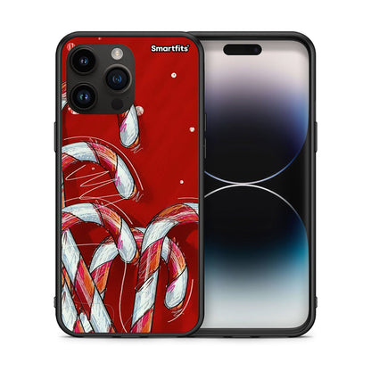 Θήκη iPhone 14 Pro Max Candy Cane από τη Smartfits με σχέδιο στο πίσω μέρος και μαύρο περίβλημα | iPhone 14 Pro Max Candy Cane case with colorful back and black bezels