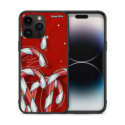 Θήκη iPhone 15 Pro Max Candy Cane από τη Smartfits με σχέδιο στο πίσω μέρος και μαύρο περίβλημα | iPhone 15 Pro Max Candy Cane case with colorful back and black bezels