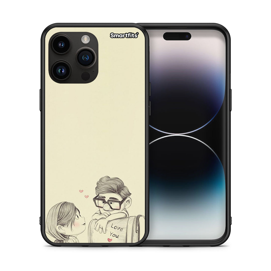 Θήκη iPhone 15 Pro Max Carl And Ellie από τη Smartfits με σχέδιο στο πίσω μέρος και μαύρο περίβλημα | iPhone 15 Pro Max Carl And Ellie case with colorful back and black bezels