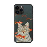 Thumbnail for iPhone 14 Pro Max Cat Goldfish θήκη από τη Smartfits με σχέδιο στο πίσω μέρος και μαύρο περίβλημα | Smartphone case with colorful back and black bezels by Smartfits