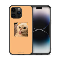 Thumbnail for Θήκη iPhone 15 Pro Max Cat Tongue από τη Smartfits με σχέδιο στο πίσω μέρος και μαύρο περίβλημα | iPhone 15 Pro Max Cat Tongue case with colorful back and black bezels