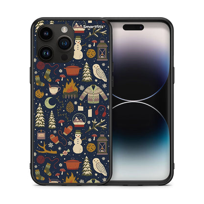 Θήκη iPhone 14 Pro Max Christmas Elements από τη Smartfits με σχέδιο στο πίσω μέρος και μαύρο περίβλημα | iPhone 14 Pro Max Christmas Elements case with colorful back and black bezels