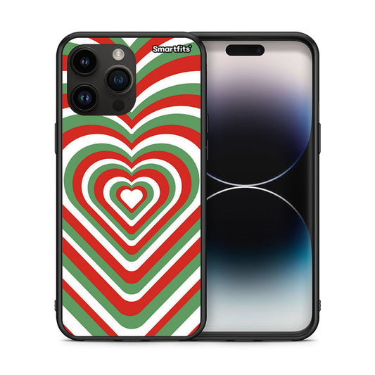 Θήκη iPhone 14 Pro Max Christmas Hearts από τη Smartfits με σχέδιο στο πίσω μέρος και μαύρο περίβλημα | iPhone 14 Pro Max Christmas Hearts case with colorful back and black bezels