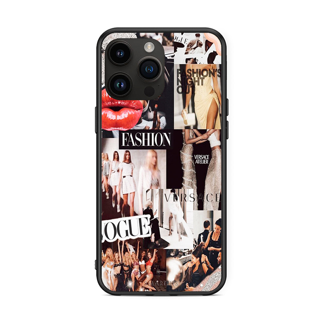 iPhone 14 Pro Max Collage Fashion Θήκη Αγίου Βαλεντίνου από τη Smartfits με σχέδιο στο πίσω μέρος και μαύρο περίβλημα | Smartphone case with colorful back and black bezels by Smartfits