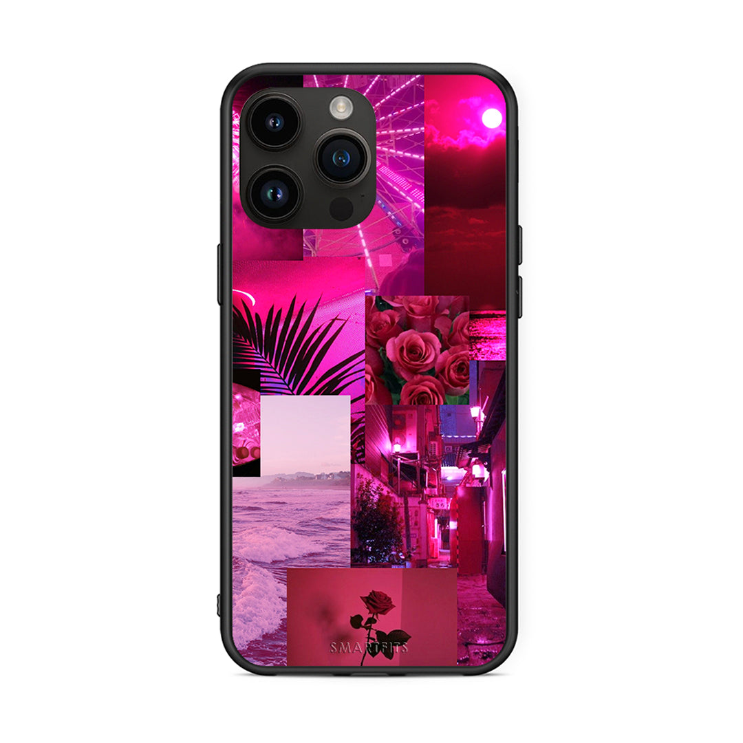 iPhone 14 Pro Max Collage Red Roses Θήκη Αγίου Βαλεντίνου από τη Smartfits με σχέδιο στο πίσω μέρος και μαύρο περίβλημα | Smartphone case with colorful back and black bezels by Smartfits