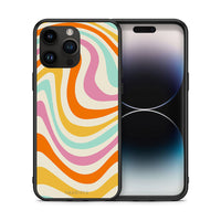 Thumbnail for Θήκη iPhone 15 Pro Max Colourful Waves από τη Smartfits με σχέδιο στο πίσω μέρος και μαύρο περίβλημα | iPhone 15 Pro Max Colourful Waves case with colorful back and black bezels