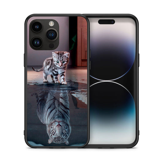 Θήκη iPhone 15 Pro Max Tiger Cute από τη Smartfits με σχέδιο στο πίσω μέρος και μαύρο περίβλημα | iPhone 15 Pro Max Tiger Cute case with colorful back and black bezels