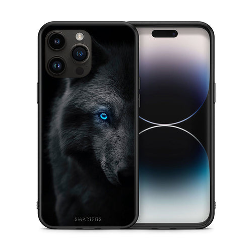 Θήκη iPhone 14 Pro Max Dark Wolf από τη Smartfits με σχέδιο στο πίσω μέρος και μαύρο περίβλημα | iPhone 14 Pro Max Dark Wolf case with colorful back and black bezels