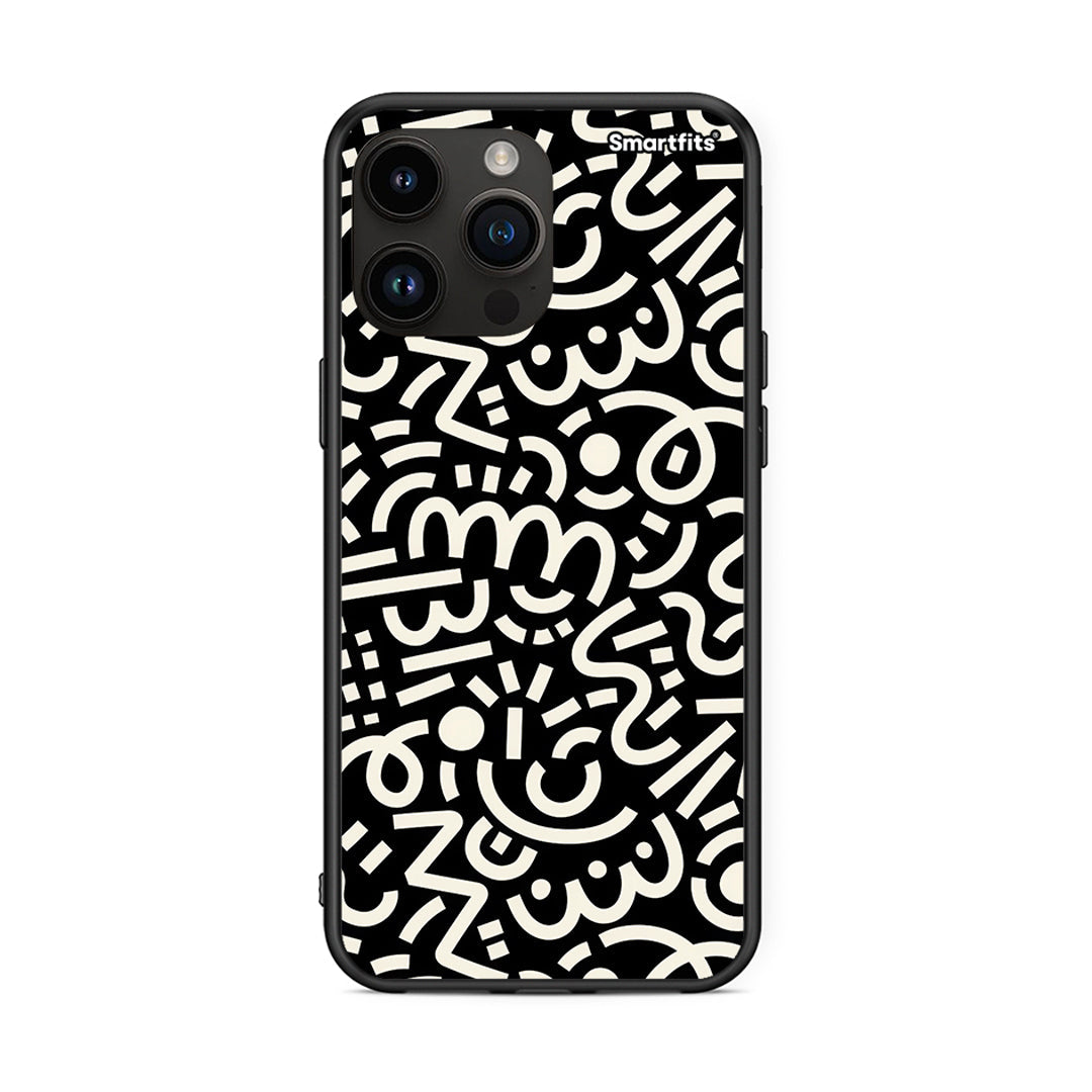 iPhone 14 Pro Max Doodle Art Θήκη από τη Smartfits με σχέδιο στο πίσω μέρος και μαύρο περίβλημα | Smartphone case with colorful back and black bezels by Smartfits