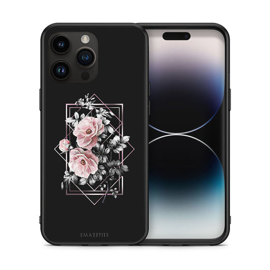Θήκη iPhone 15 Pro Max Frame Flower από τη Smartfits με σχέδιο στο πίσω μέρος και μαύρο περίβλημα | iPhone 15 Pro Max Frame Flower case with colorful back and black bezels