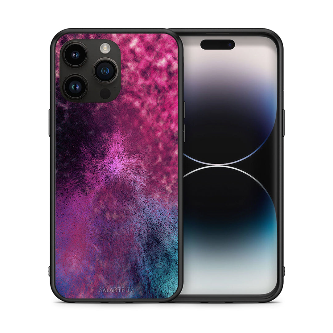 Θήκη iPhone 15 Pro Max Aurora Galaxy από τη Smartfits με σχέδιο στο πίσω μέρος και μαύρο περίβλημα | iPhone 15 Pro Max Aurora Galaxy case with colorful back and black bezels