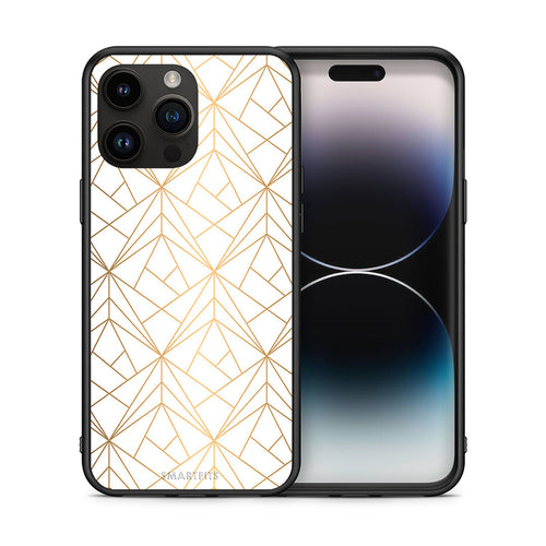 Θήκη iPhone 15 Pro Max Luxury White Geometric από τη Smartfits με σχέδιο στο πίσω μέρος και μαύρο περίβλημα | iPhone 15 Pro Max Luxury White Geometric case with colorful back and black bezels