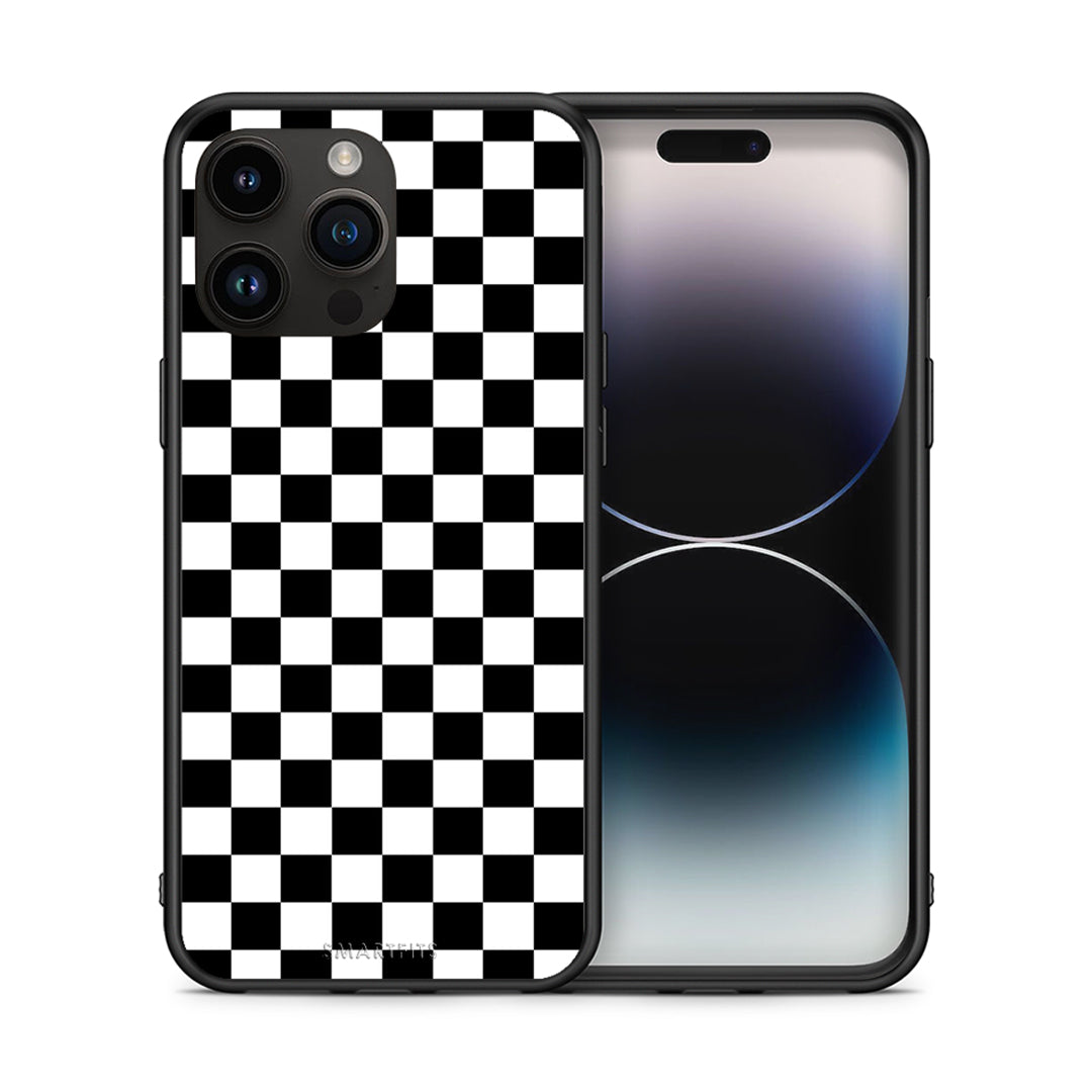 Θήκη iPhone 14 Pro Max Squares Geometric από τη Smartfits με σχέδιο στο πίσω μέρος και μαύρο περίβλημα | iPhone 14 Pro Max Squares Geometric case with colorful back and black bezels