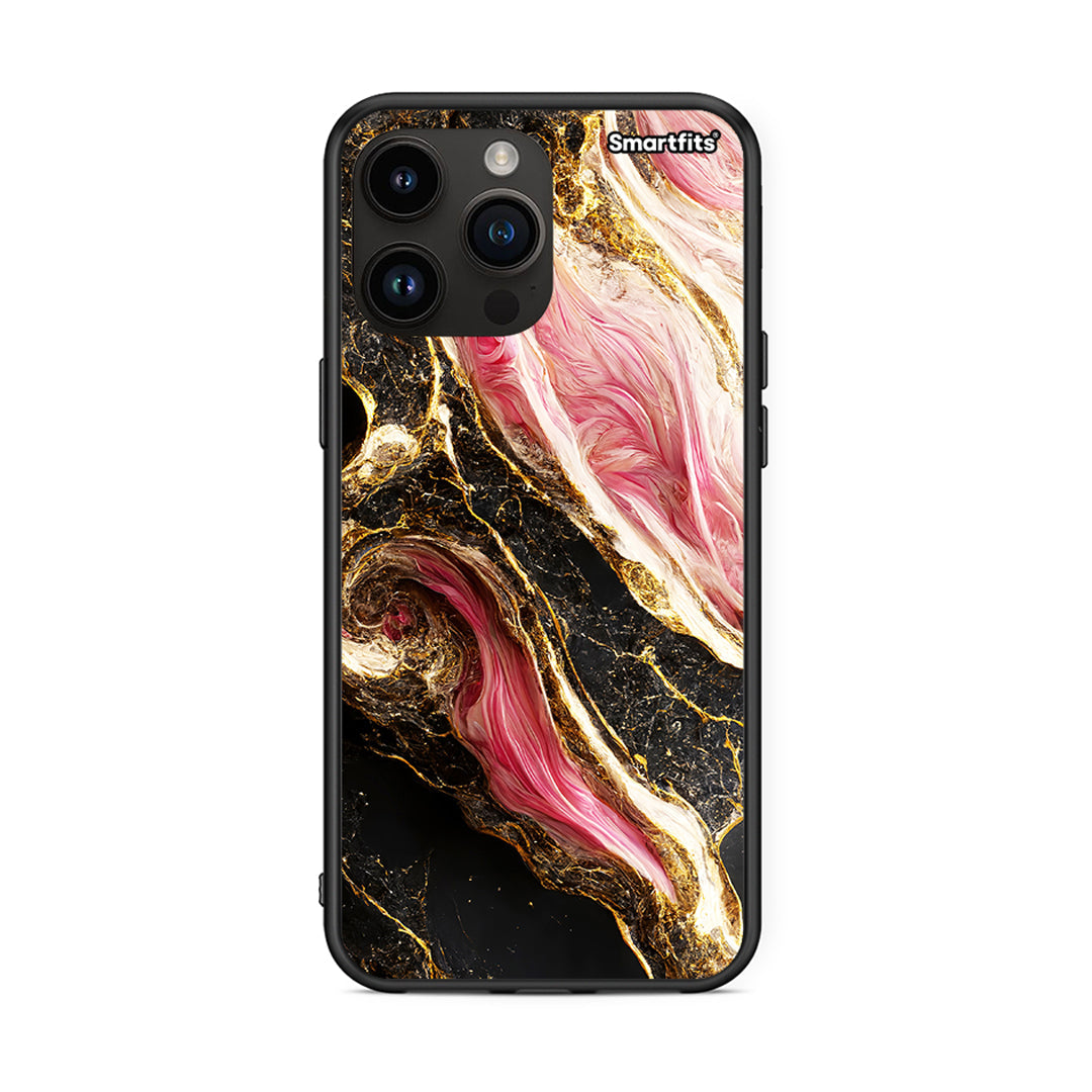 iPhone 14 Pro Max Glamorous Pink Marble θήκη από τη Smartfits με σχέδιο στο πίσω μέρος και μαύρο περίβλημα | Smartphone case with colorful back and black bezels by Smartfits