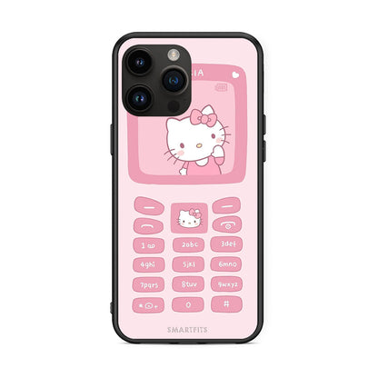 iPhone 14 Pro Max Hello Kitten Θήκη Αγίου Βαλεντίνου από τη Smartfits με σχέδιο στο πίσω μέρος και μαύρο περίβλημα | Smartphone case with colorful back and black bezels by Smartfits
