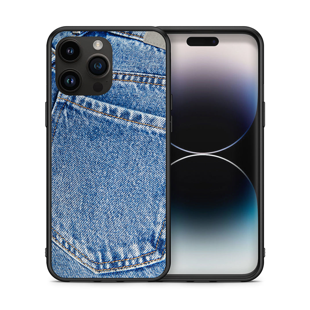 Θήκη iPhone 15 Pro Max Jeans Pocket από τη Smartfits με σχέδιο στο πίσω μέρος και μαύρο περίβλημα | iPhone 15 Pro Max Jeans Pocket case with colorful back and black bezels