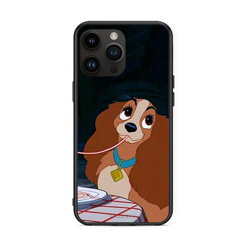 iPhone 15 Pro Max Lady And Tramp 2 Θήκη Αγίου Βαλεντίνου από τη Smartfits με σχέδιο στο πίσω μέρος και μαύρο περίβλημα | Smartphone case with colorful back and black bezels by Smartfits