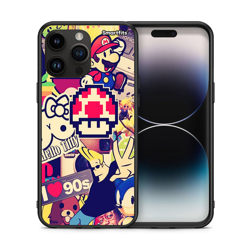 Θήκη iPhone 15 Pro Max Love The 90s από τη Smartfits με σχέδιο στο πίσω μέρος και μαύρο περίβλημα | iPhone 15 Pro Max Love The 90s case with colorful back and black bezels
