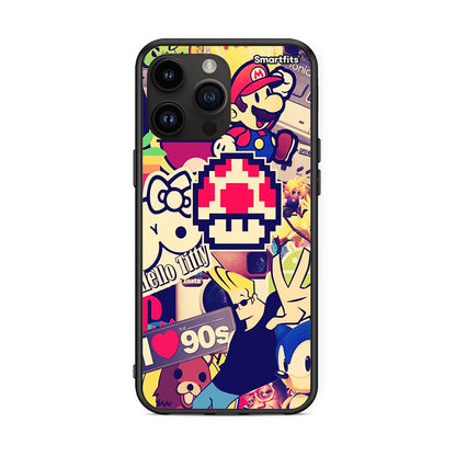 iPhone 14 Pro Max Love The 90s θήκη από τη Smartfits με σχέδιο στο πίσω μέρος και μαύρο περίβλημα | Smartphone case with colorful back and black bezels by Smartfits