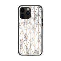 Thumbnail for 44 - iPhone 14 Pro Max Gold Geometric Marble case, cover, bumper