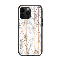 Thumbnail for 44 - iPhone 15 Pro Max Gold Geometric Marble case, cover, bumper