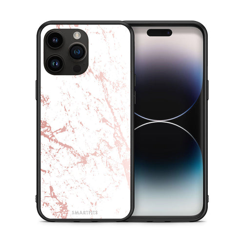 Θήκη iPhone 15 Pro Max Pink Splash Marble από τη Smartfits με σχέδιο στο πίσω μέρος και μαύρο περίβλημα | iPhone 15 Pro Max Pink Splash Marble case with colorful back and black bezels