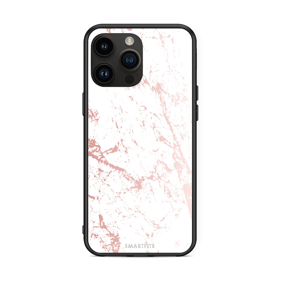116 - iPhone 15 Pro Max Pink Splash Marble case, cover, bumper