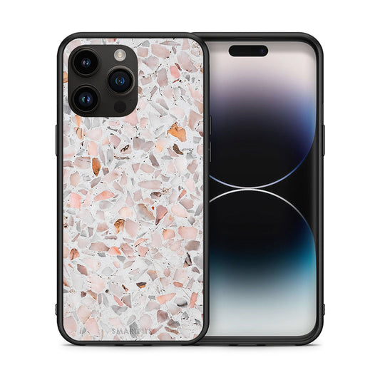 Θήκη iPhone 15 Pro Max Marble Terrazzo από τη Smartfits με σχέδιο στο πίσω μέρος και μαύρο περίβλημα | iPhone 15 Pro Max Marble Terrazzo case with colorful back and black bezels