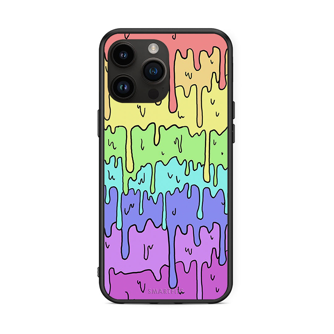 iPhone 14 Pro Max Melting Rainbow θήκη από τη Smartfits με σχέδιο στο πίσω μέρος και μαύρο περίβλημα | Smartphone case with colorful back and black bezels by Smartfits