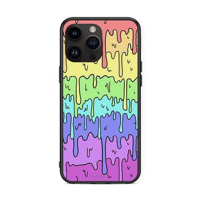 iPhone 15 Pro Max Melting Rainbow θήκη από τη Smartfits με σχέδιο στο πίσω μέρος και μαύρο περίβλημα | Smartphone case with colorful back and black bezels by Smartfits