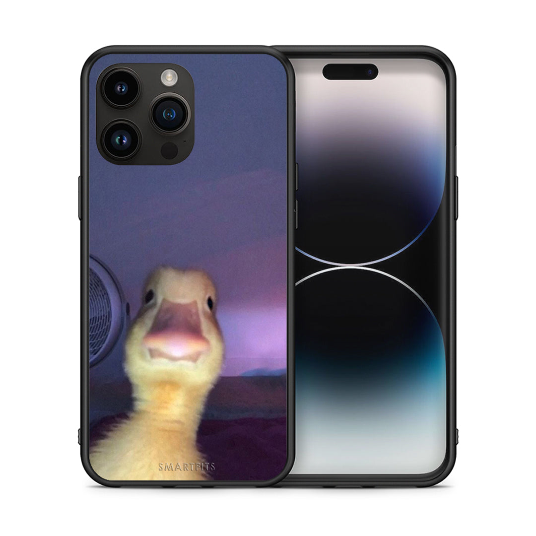 Θήκη iPhone 14 Pro Max Meme Duck από τη Smartfits με σχέδιο στο πίσω μέρος και μαύρο περίβλημα | iPhone 14 Pro Max Meme Duck case with colorful back and black bezels