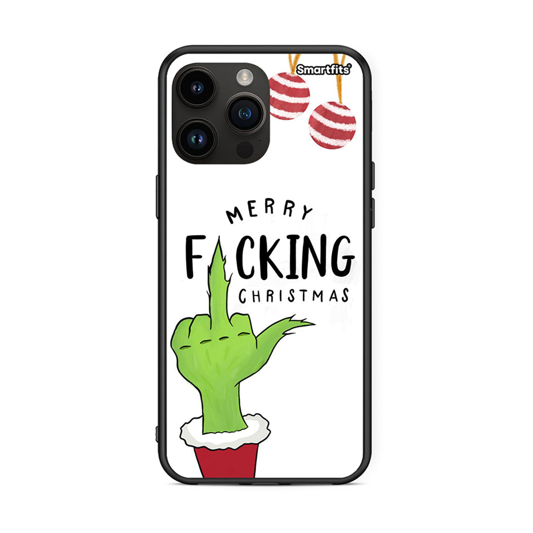 iPhone 14 Pro Max Merry F Xmas θήκη από τη Smartfits με σχέδιο στο πίσω μέρος και μαύρο περίβλημα | Smartphone case with colorful back and black bezels by Smartfits