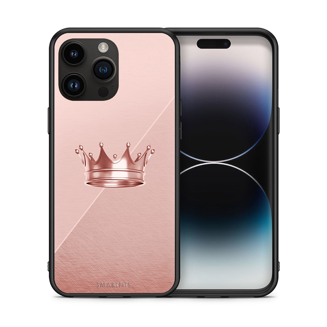 Θήκη iPhone 14 Pro Max Crown Minimal από τη Smartfits με σχέδιο στο πίσω μέρος και μαύρο περίβλημα | iPhone 14 Pro Max Crown Minimal case with colorful back and black bezels