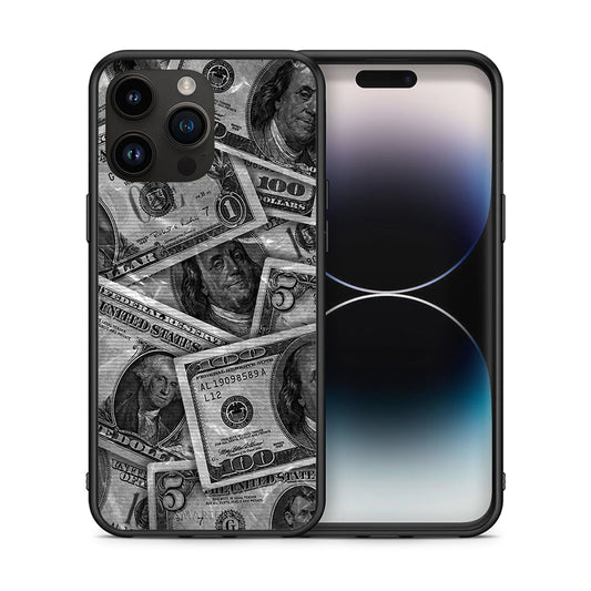 Θήκη iPhone 14 Pro Max Money Dollars από τη Smartfits με σχέδιο στο πίσω μέρος και μαύρο περίβλημα | iPhone 14 Pro Max Money Dollars case with colorful back and black bezels