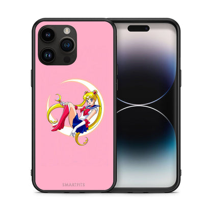 Θήκη iPhone 14 Pro Max Moon Girl από τη Smartfits με σχέδιο στο πίσω μέρος και μαύρο περίβλημα | iPhone 14 Pro Max Moon Girl case with colorful back and black bezels