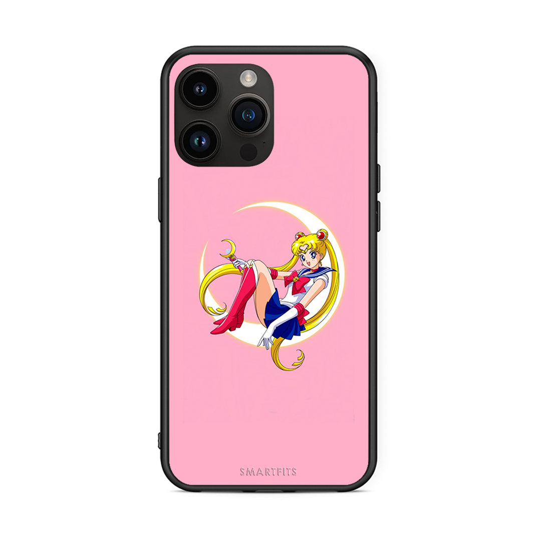 iPhone 14 Pro Max Moon Girl θήκη από τη Smartfits με σχέδιο στο πίσω μέρος και μαύρο περίβλημα | Smartphone case with colorful back and black bezels by Smartfits