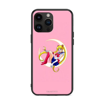 iPhone 14 Pro Max Moon Girl θήκη από τη Smartfits με σχέδιο στο πίσω μέρος και μαύρο περίβλημα | Smartphone case with colorful back and black bezels by Smartfits