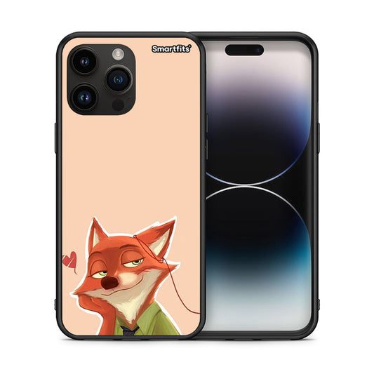 Θήκη iPhone 15 Pro Max Nick Wilde And Judy Hopps Love 1 από τη Smartfits με σχέδιο στο πίσω μέρος και μαύρο περίβλημα | iPhone 15 Pro Max Nick Wilde And Judy Hopps Love 1 case with colorful back and black bezels