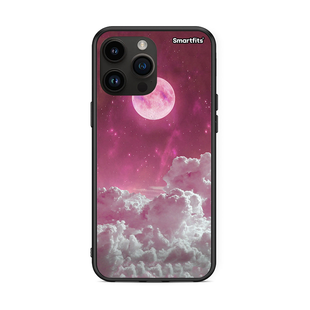 iPhone 14 Pro Max Pink Moon Θήκη από τη Smartfits με σχέδιο στο πίσω μέρος και μαύρο περίβλημα | Smartphone case with colorful back and black bezels by Smartfits