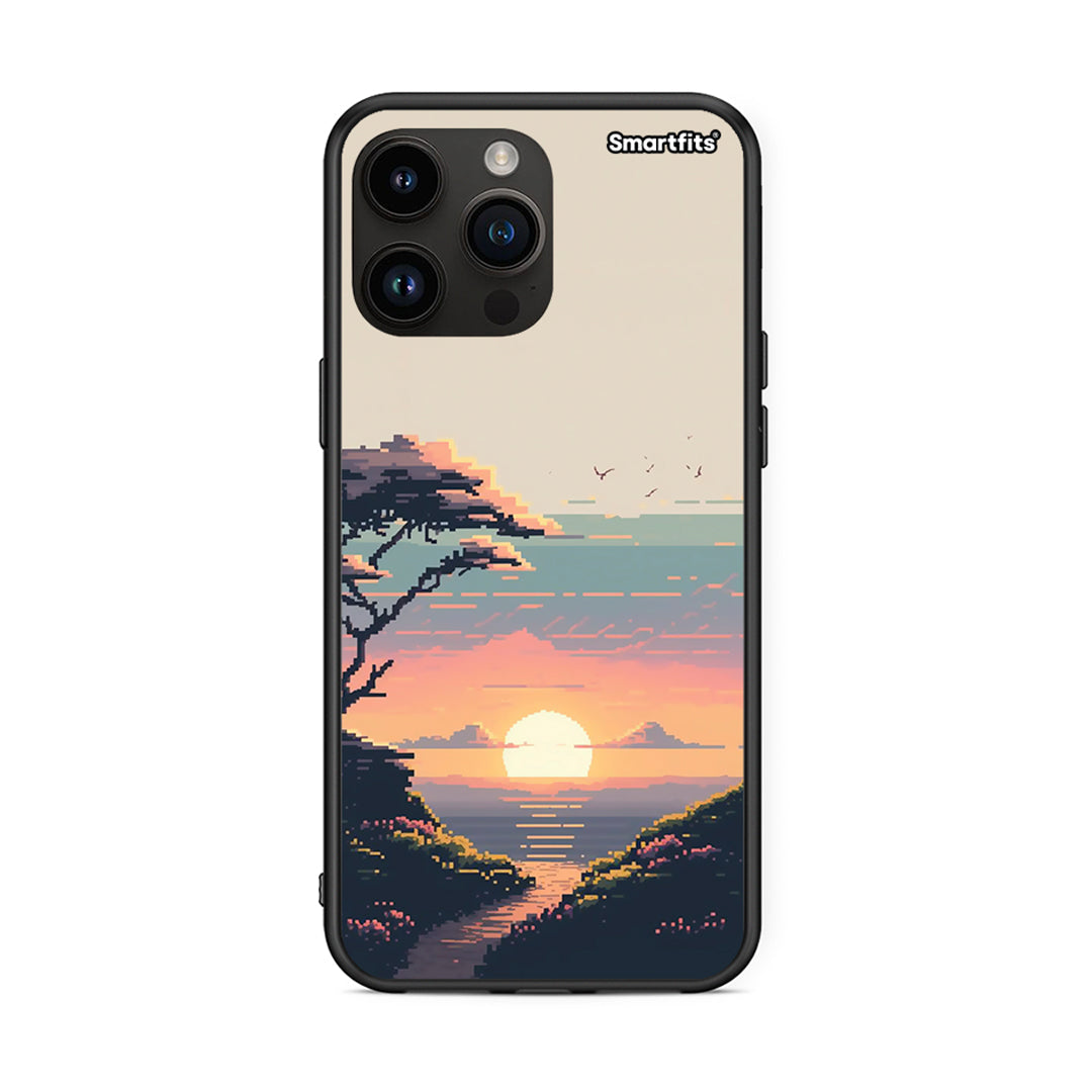 iPhone 14 Pro Max Pixel Sunset Θήκη από τη Smartfits με σχέδιο στο πίσω μέρος και μαύρο περίβλημα | Smartphone case with colorful back and black bezels by Smartfits