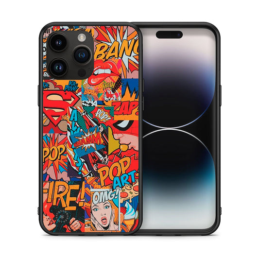 Θήκη iPhone 14 Pro Max PopArt OMG από τη Smartfits με σχέδιο στο πίσω μέρος και μαύρο περίβλημα | iPhone 14 Pro Max PopArt OMG case with colorful back and black bezels