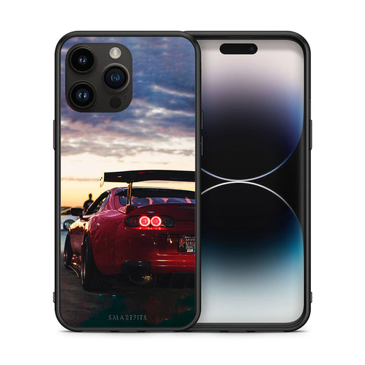 Θήκη iPhone 15 Pro Max Racing Supra από τη Smartfits με σχέδιο στο πίσω μέρος και μαύρο περίβλημα | iPhone 15 Pro Max Racing Supra case with colorful back and black bezels