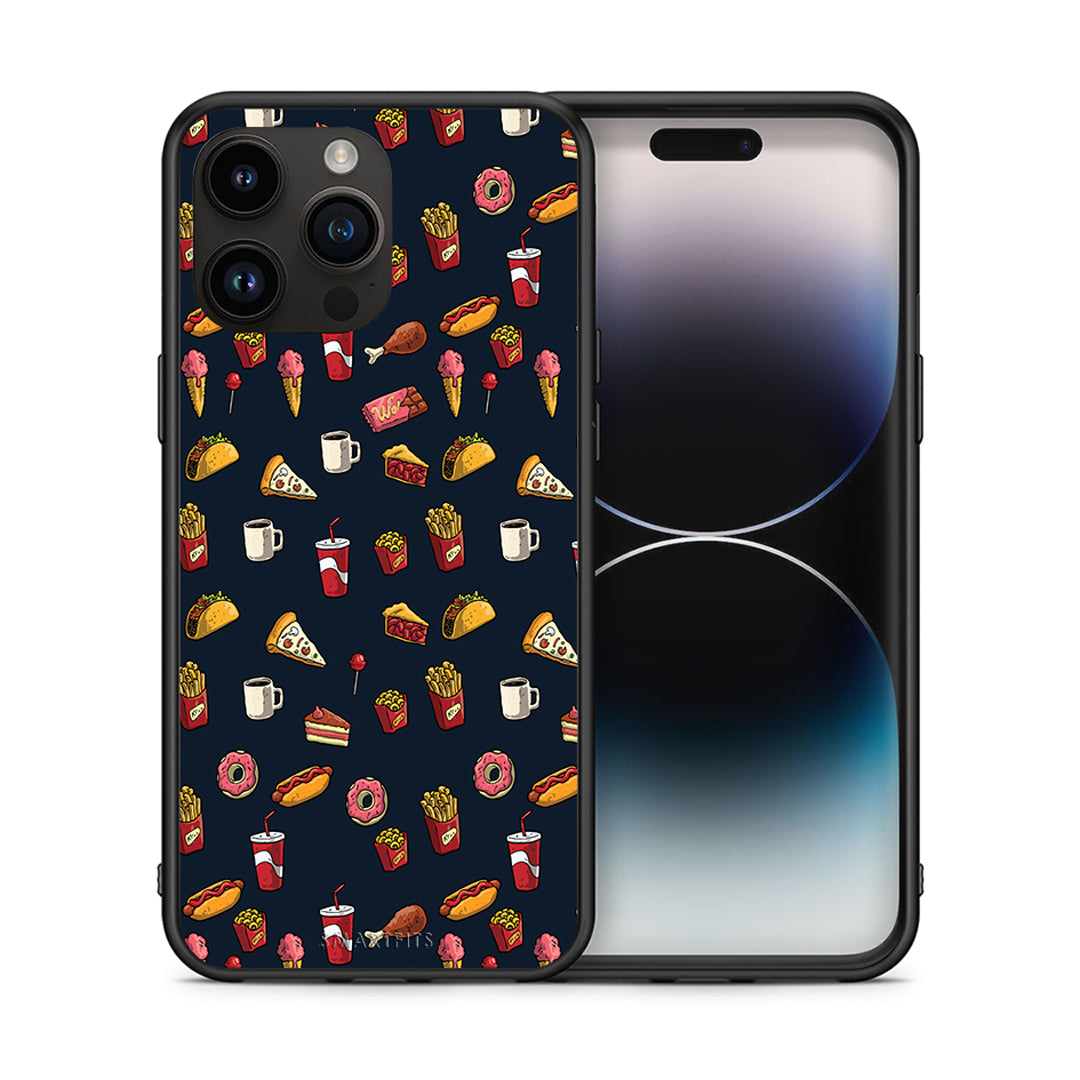 Θήκη iPhone 15 Pro Max Hungry Random από τη Smartfits με σχέδιο στο πίσω μέρος και μαύρο περίβλημα | iPhone 15 Pro Max Hungry Random case with colorful back and black bezels
