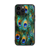 Thumbnail for iPhone 15 Pro Max Real Peacock Feathers θήκη από τη Smartfits με σχέδιο στο πίσω μέρος και μαύρο περίβλημα | Smartphone case with colorful back and black bezels by Smartfits
