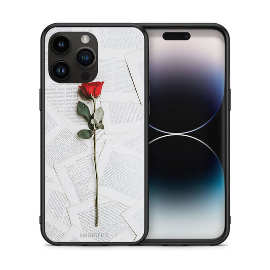 Θήκη iPhone 14 Pro Max Red Rose από τη Smartfits με σχέδιο στο πίσω μέρος και μαύρο περίβλημα | iPhone 14 Pro Max Red Rose case with colorful back and black bezels