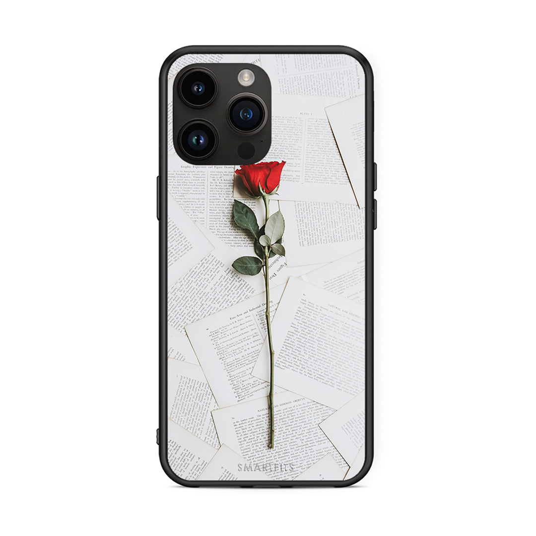 iPhone 14 Pro Max Red Rose θήκη από τη Smartfits με σχέδιο στο πίσω μέρος και μαύρο περίβλημα | Smartphone case with colorful back and black bezels by Smartfits